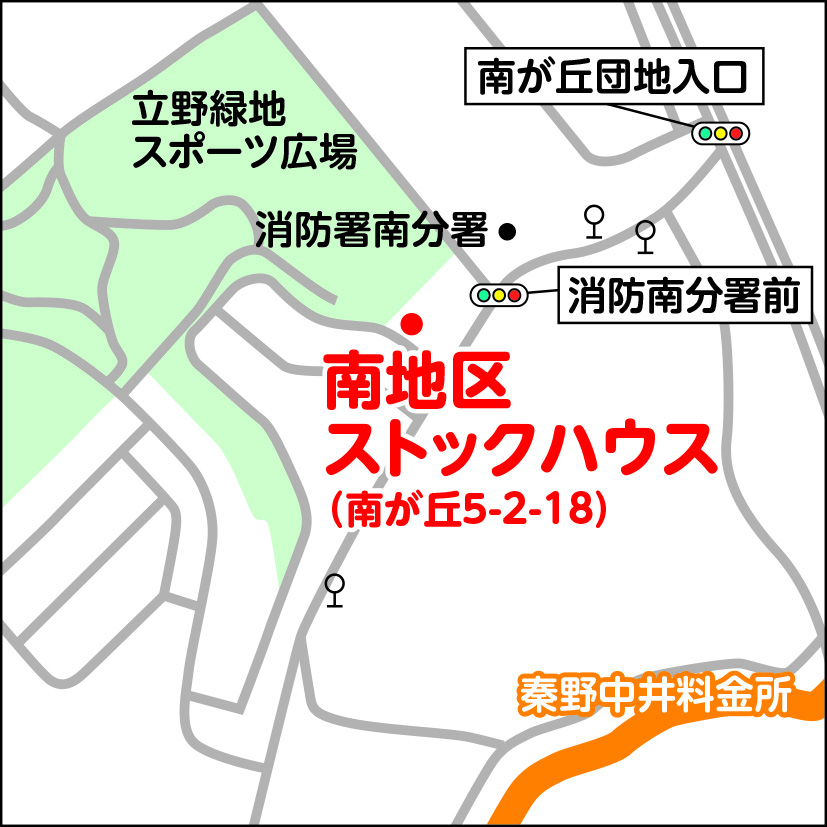 南地区ストックハウスの地図