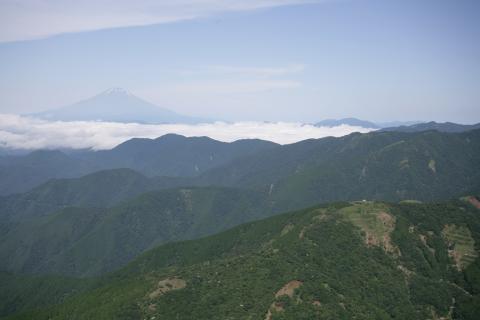 山から眺める富士山