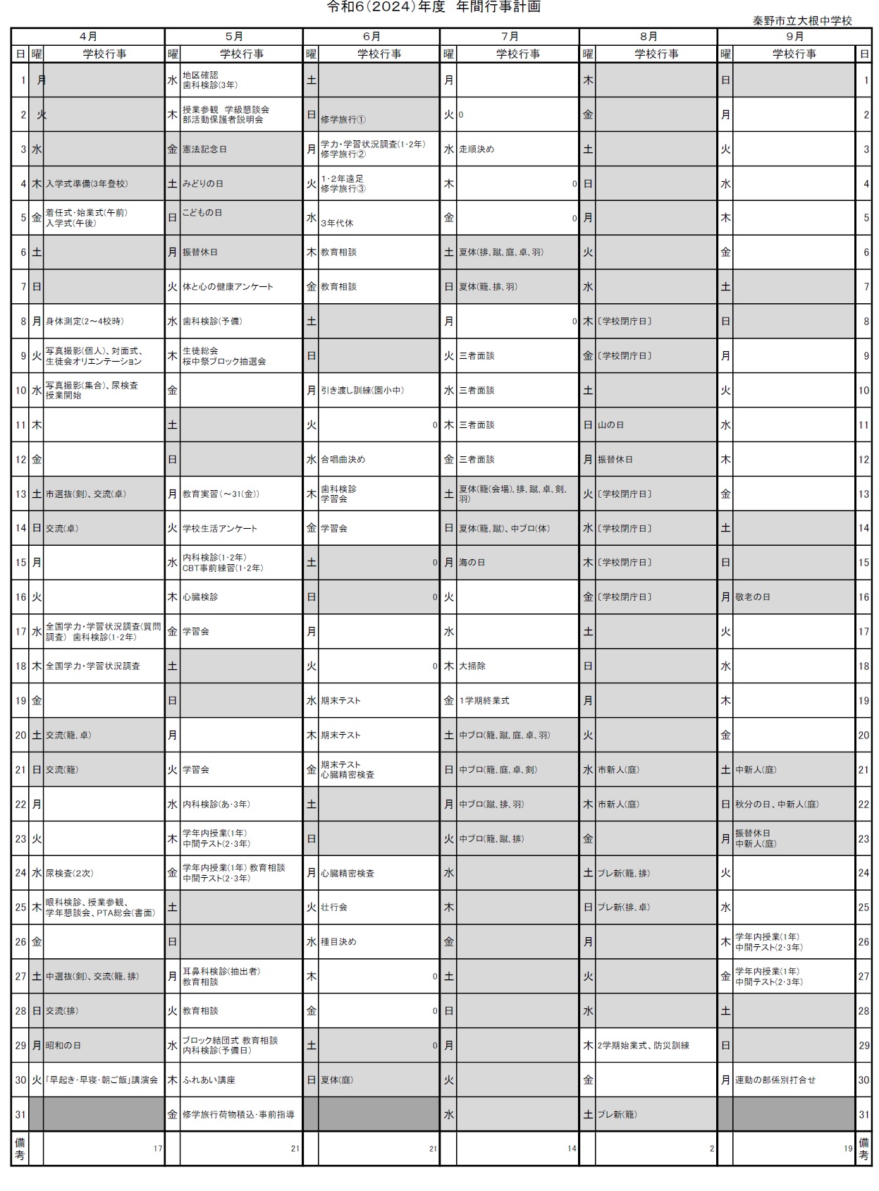 行事予定