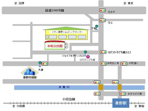 秦野市立本町公民館付近の地図