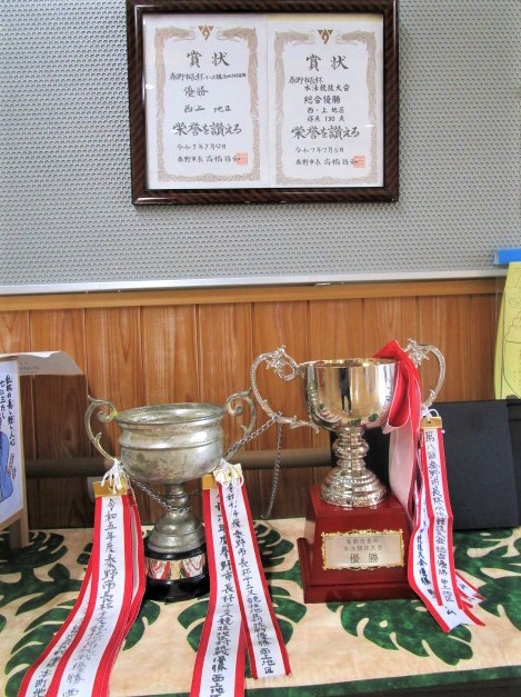 優勝カップと賞状