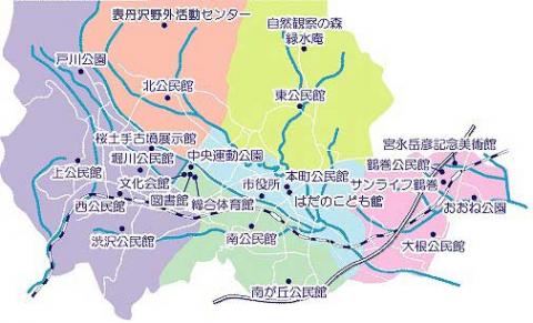 市内の生涯学習施設位置図