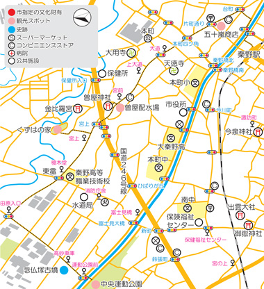 コースB市街中心部・中央運動公園　地図