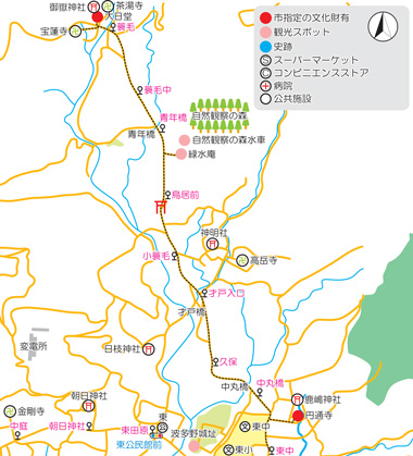 コースB蓑毛地区　地図