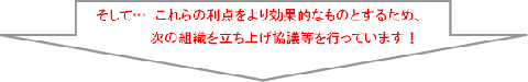 そして…これらの利点をより効果的なものとするために、次の組織を立ち上げ協議等を行っています！