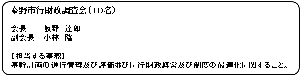 秦野市行財政調査会（組織の構成表を示す図）